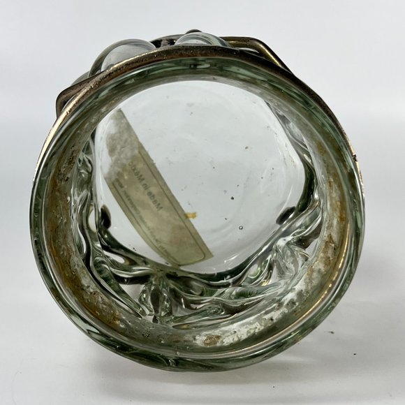 Vtg Caged Glass Candle Holder Vase Handblown Brutalist Art Mexico - Picture 8 of 14